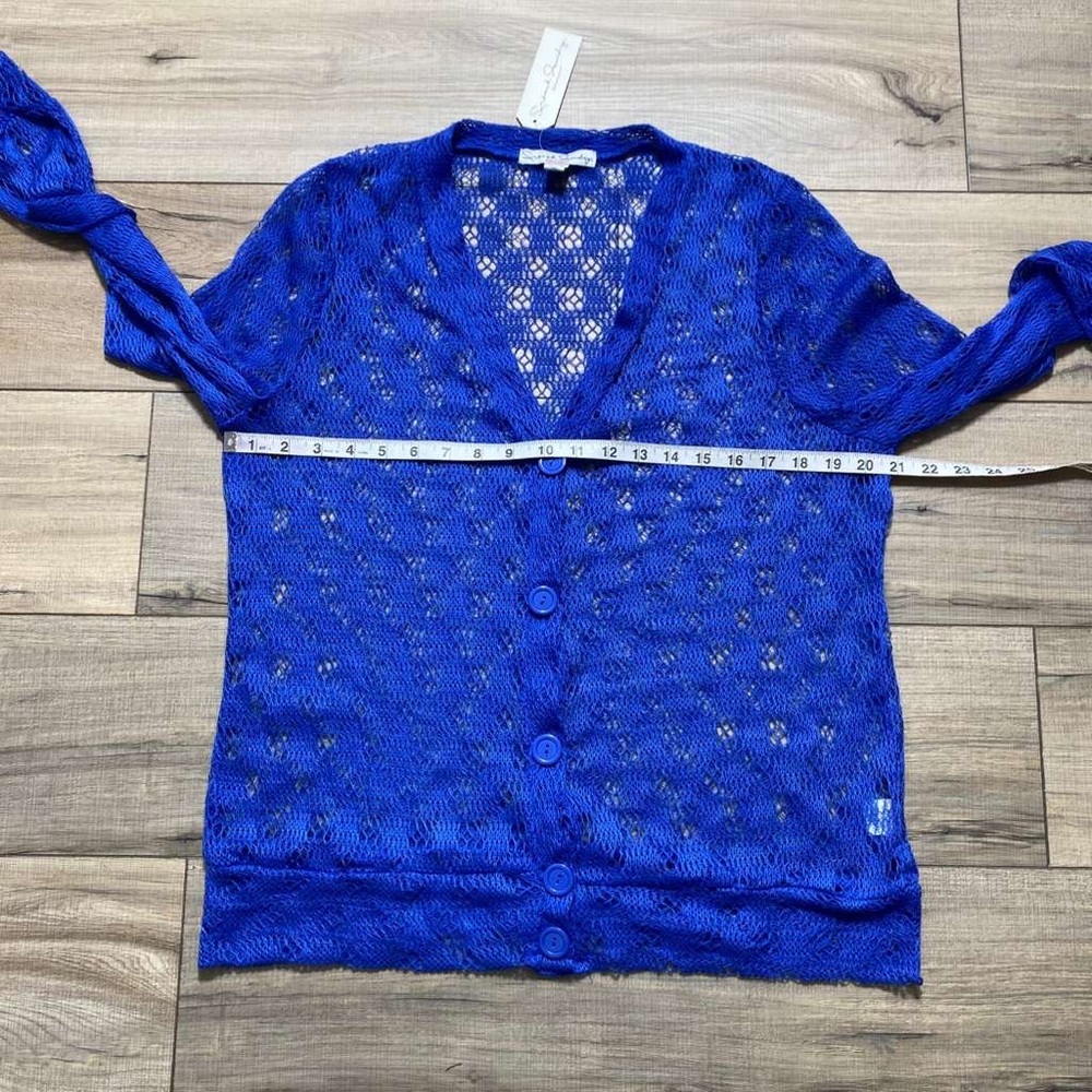 French Laundry Womens Open Knit Button Front Cardigan Size 14/16 Royal‎ Blue - Picture 2 of 7